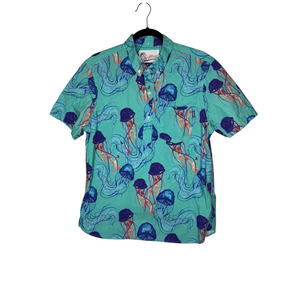 Chubbies Mens Short Sleeve Jellyfish Popover Partial Button Down Shirt Medium